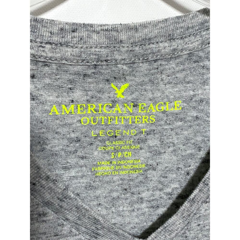 American Eagle Legend T Classic Fit Shirt V Neck Mens S Neon Logo Preppy Casual - Picture 5 of 6